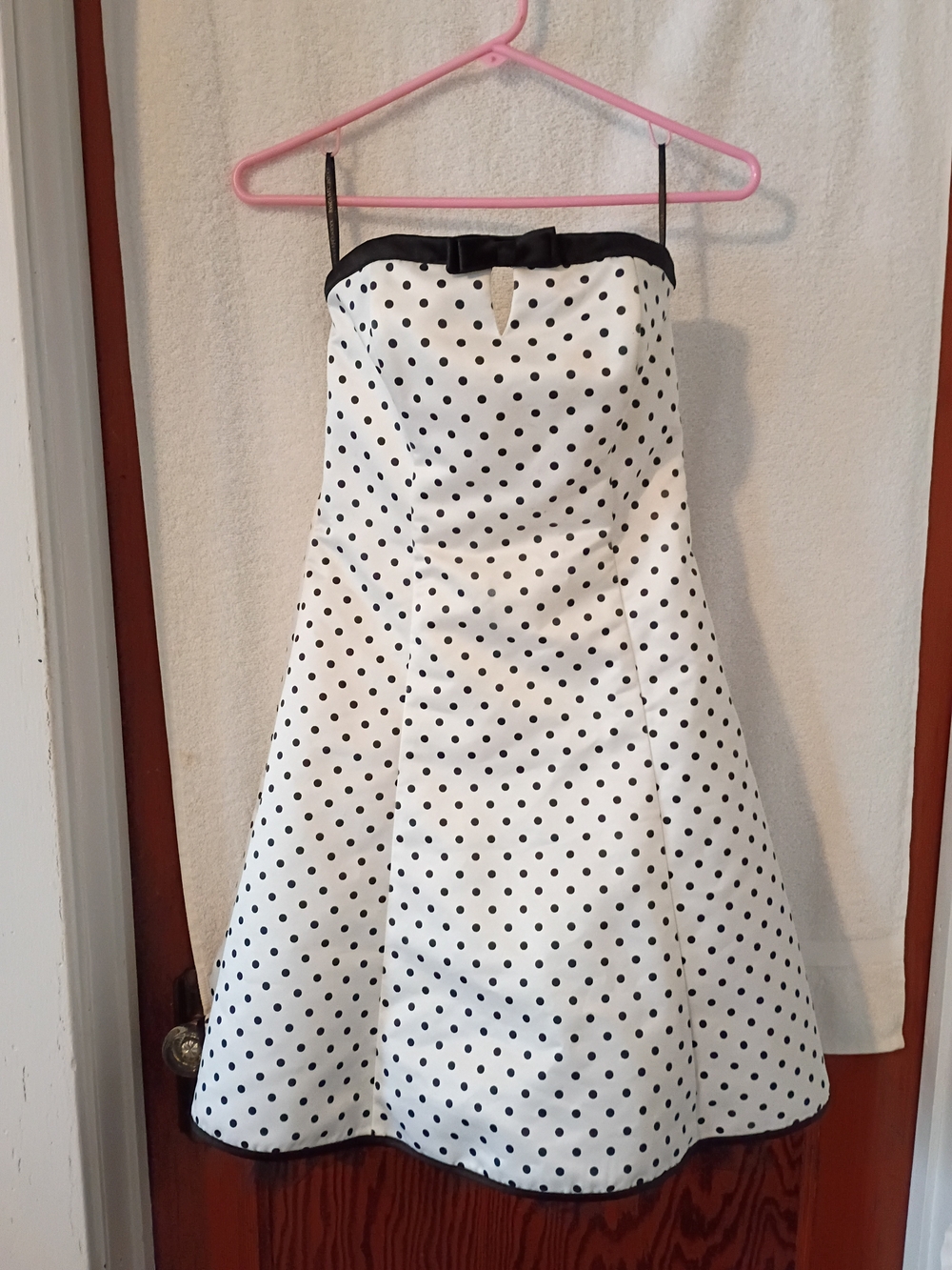Jessica McClintock Black and White Polka Dot Strapless Dress